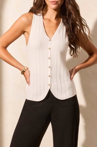 Tribal Women's Sweater Vest - White