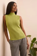 Tribal Women's Textured Sleeveless Mock Neck Top - Wasabi