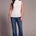 Tribal Women's Textured Sleeveless Mock Neck Top - Cream