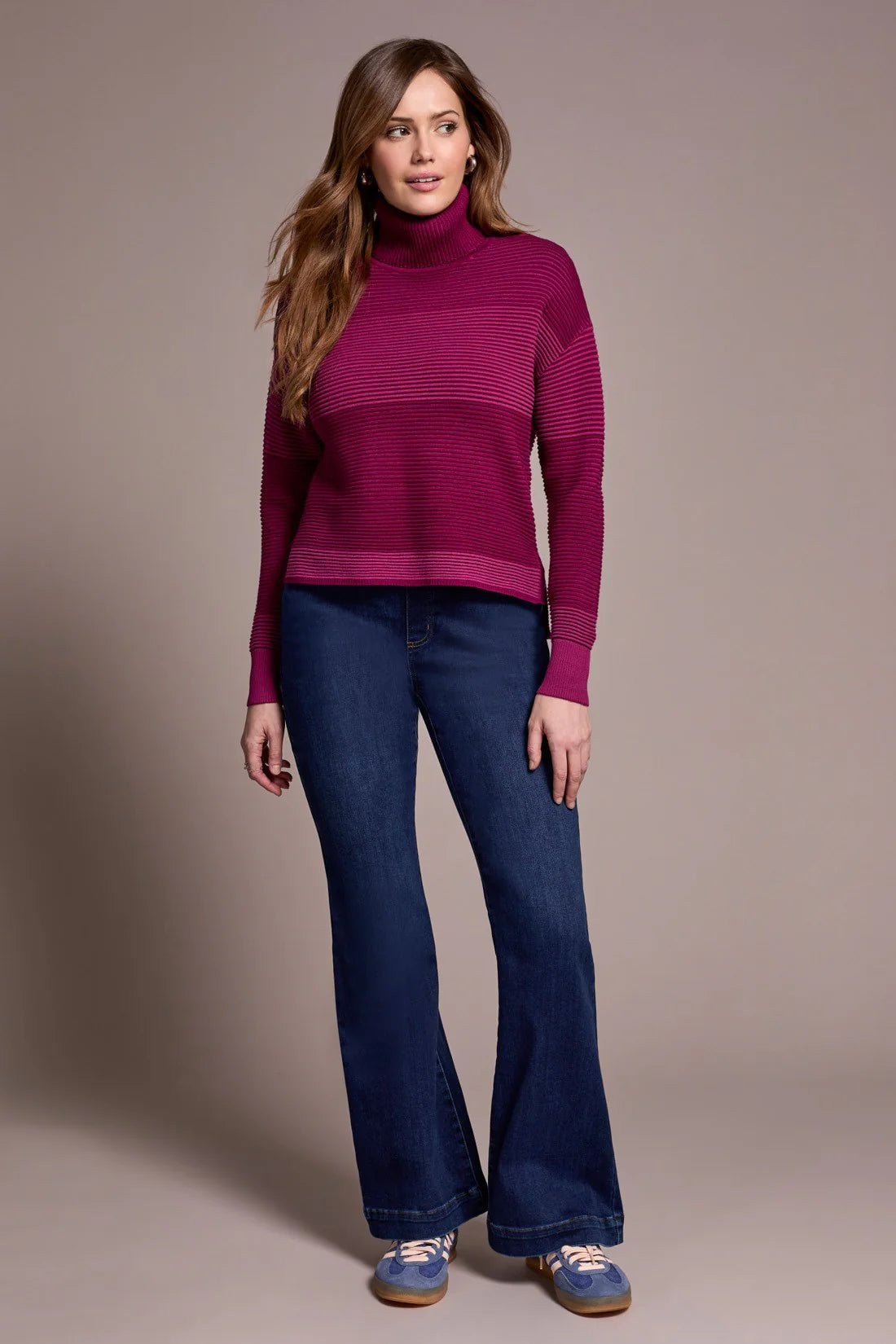 Tribal Women's Turtleneck High Low Sweater - A&M Clothing & Shoes - Westlock