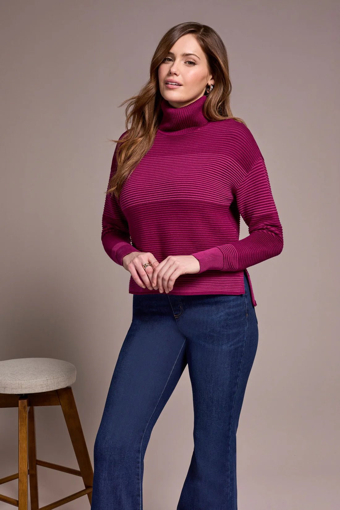 Tribal Women's Turtleneck High Low Sweater - A&M Clothing & Shoes - Westlock