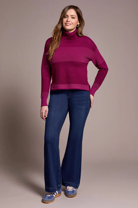 Tribal Women's Turtleneck High Low Sweater - A&M Clothing & Shoes - Westlock