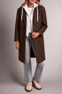 Tribal Women's Ultra-Soft Knit Coat With Removable Fooler Hoodie - Chocolate