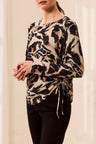 Tribal Women's Ultra-Soft LS Crew Neck Knit Top with Side Ruching - A&M Clothing and Shoes