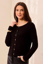Tribal Women's Wear 2 Ways Fancy Buttons Cardi Top - Black