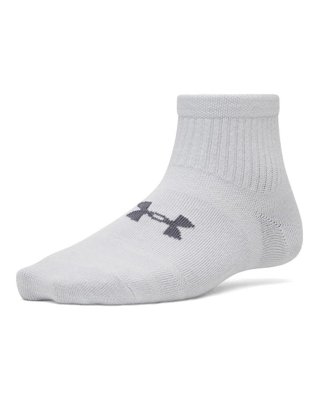 UA Boys/Girls Essential Quarter 6pk Socks - Halo Grey