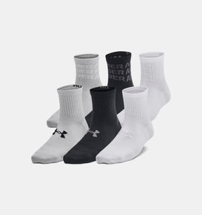 UA Boys/Girls Essential Quarter 6pk Socks - Black