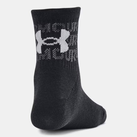 UA Boys/Girls Essential Quarter 6pk Socks - Black