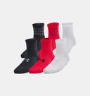 UA Boys/Girls Essential Quarter 6pk Socks - Red/Black
