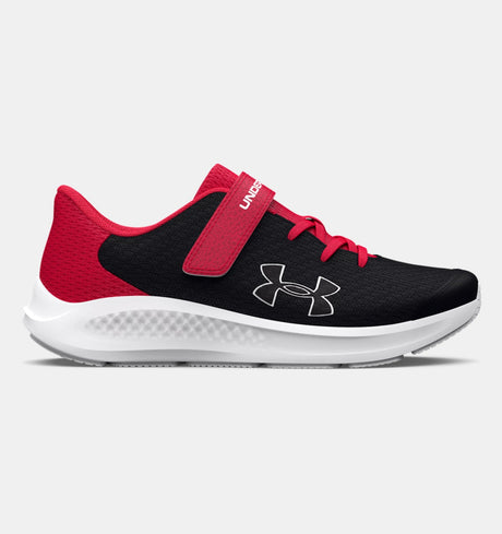 UA Kids Boys Pursuit 3 AC Running Shoe - Black/Red