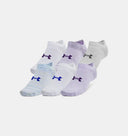UA Unisex Essential 6-Pack No Show Socks - Purple/White