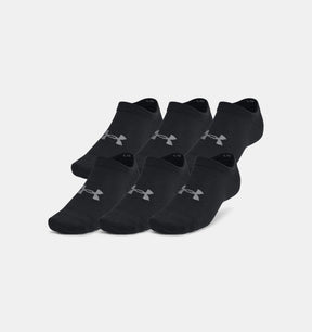 UA Unisex Essential 6-Pack No Show Socks - Black