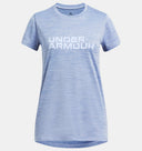 UA Youth Girls Tech Twist Wordmark Athletic T-Shirt - Tech Blue