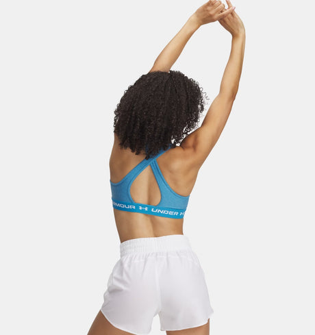 Under Armour Women's Mid Crossback Heather Sports Bra - Ether Blue