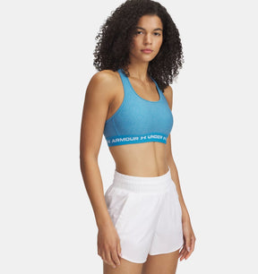 Under Armour Women's Mid Crossback Heather Sports Bra - Ether Blue