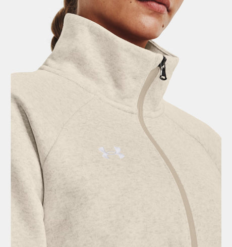 Under Armour Women's Rival Fleece Half Zip Hoodie - Oatmeal