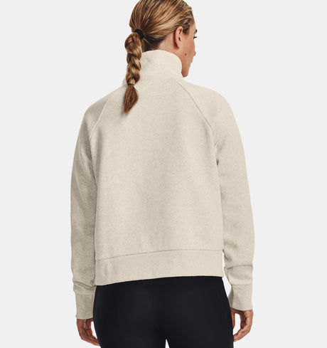 Under Armour Women's Rival Fleece Half Zip Hoodie - Oatmeal