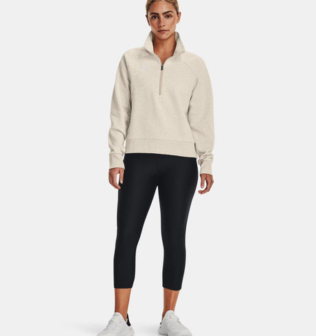 Under Armour Women's Rival Fleece Half Zip Hoodie - Oatmeal
