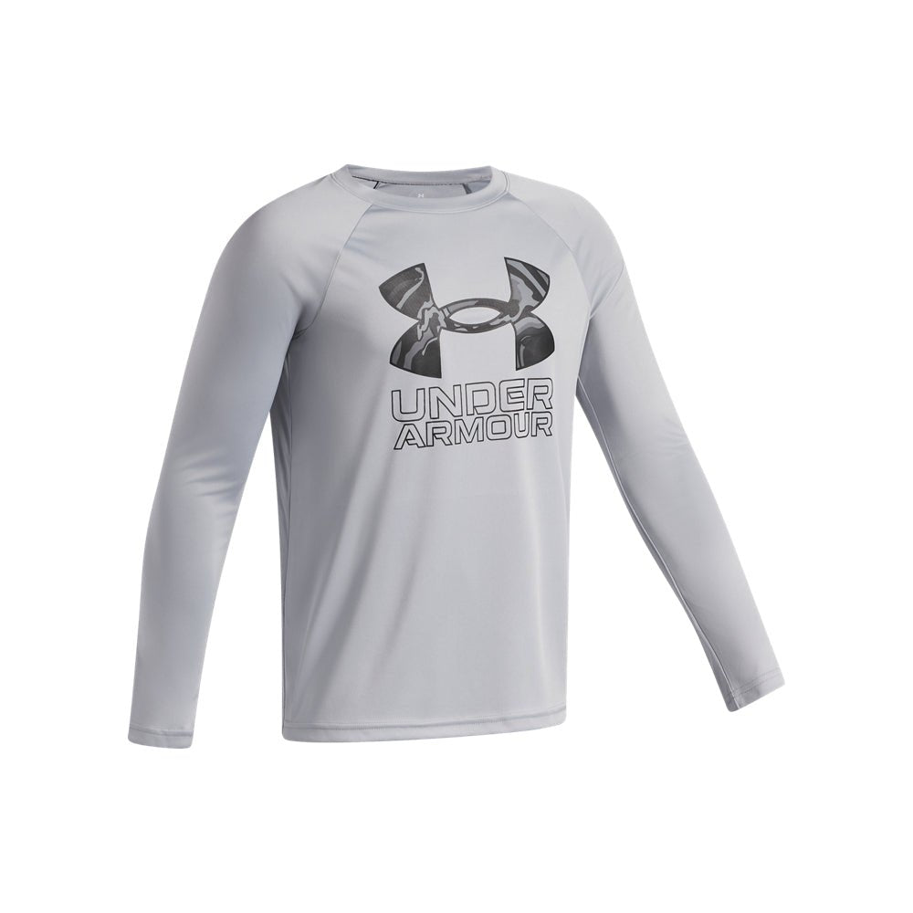 Under Armour Youth Boys Hybrid Print LS T-Shirt - Mod Grey
