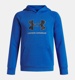 Under Armour Youth Boys Rival Fleece Big Logo Hoodie - Blue Atlantis/Black