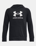 Under Armour Youth Boys Rival Fleece BL Athletic Hoodie - Black/White