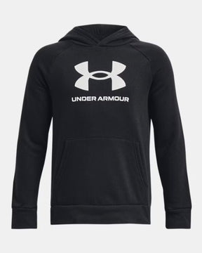 Under Armour Youth Boys Rival Fleece BL Athletic Hoodie - Black/White