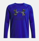 Under Armour Youth Boys Tech Hybrid Print LS T-Shirt - Royal/Black