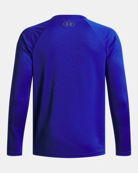 Under Armour Youth Boys Tech Hybrid Print LS T-Shirt - Royal/Black