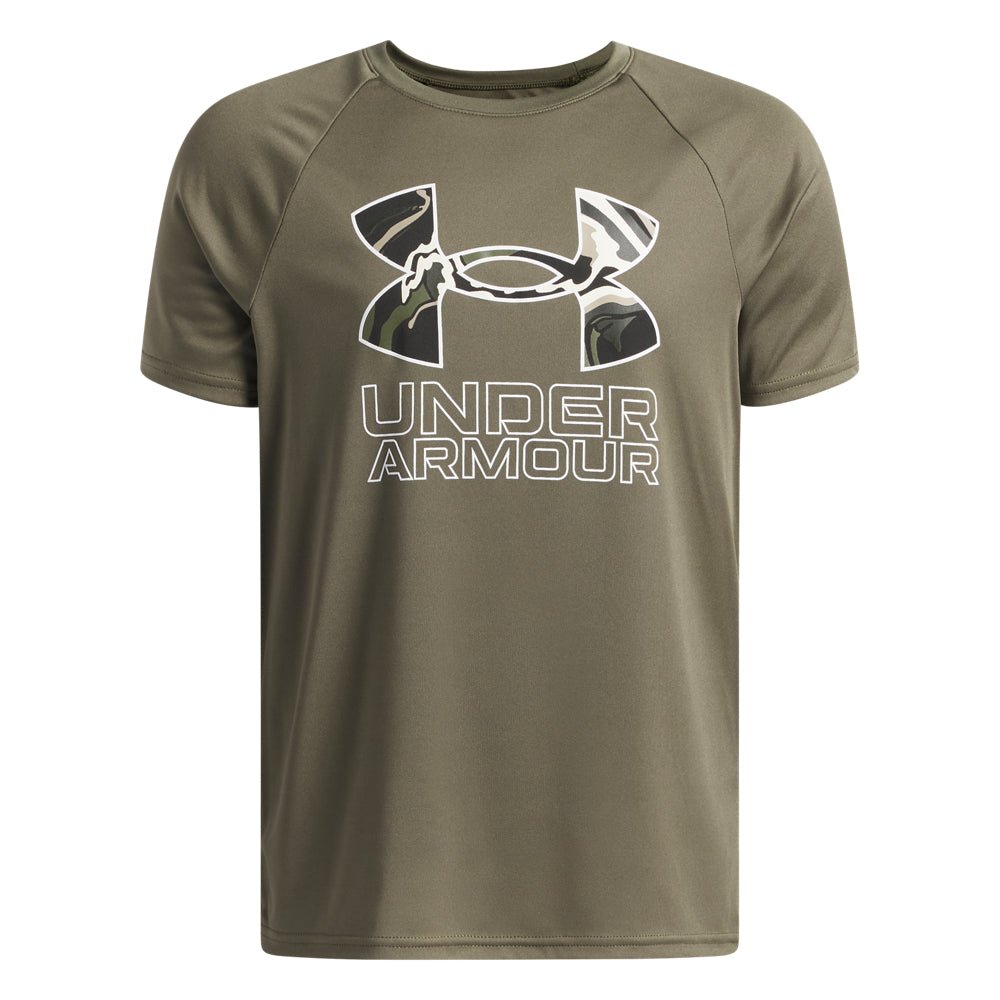 Under Armour Youth Boys Tech Hybrid Print SS T-Shirt - Marine Green