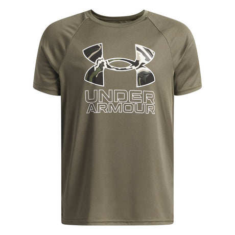 Under Armour Youth Boys Tech Hybrid Print SS T-Shirt - Marine Green