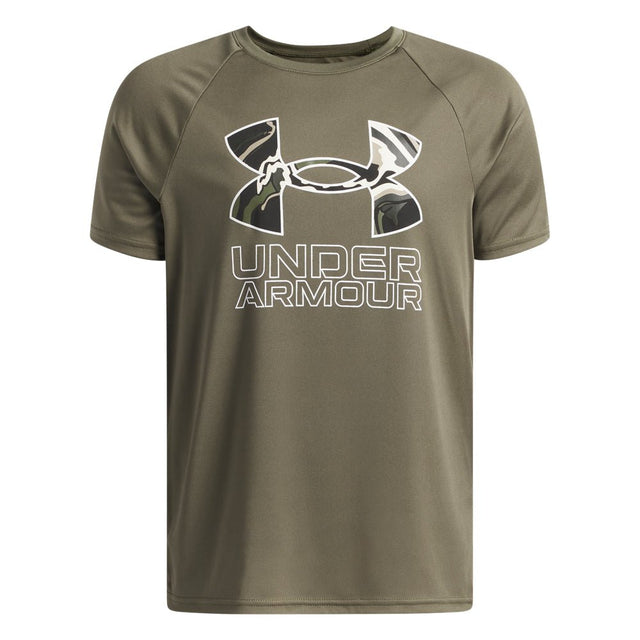 Under Armour Youth Boys Tech Hybrid Print SS T-Shirt - Marine Green