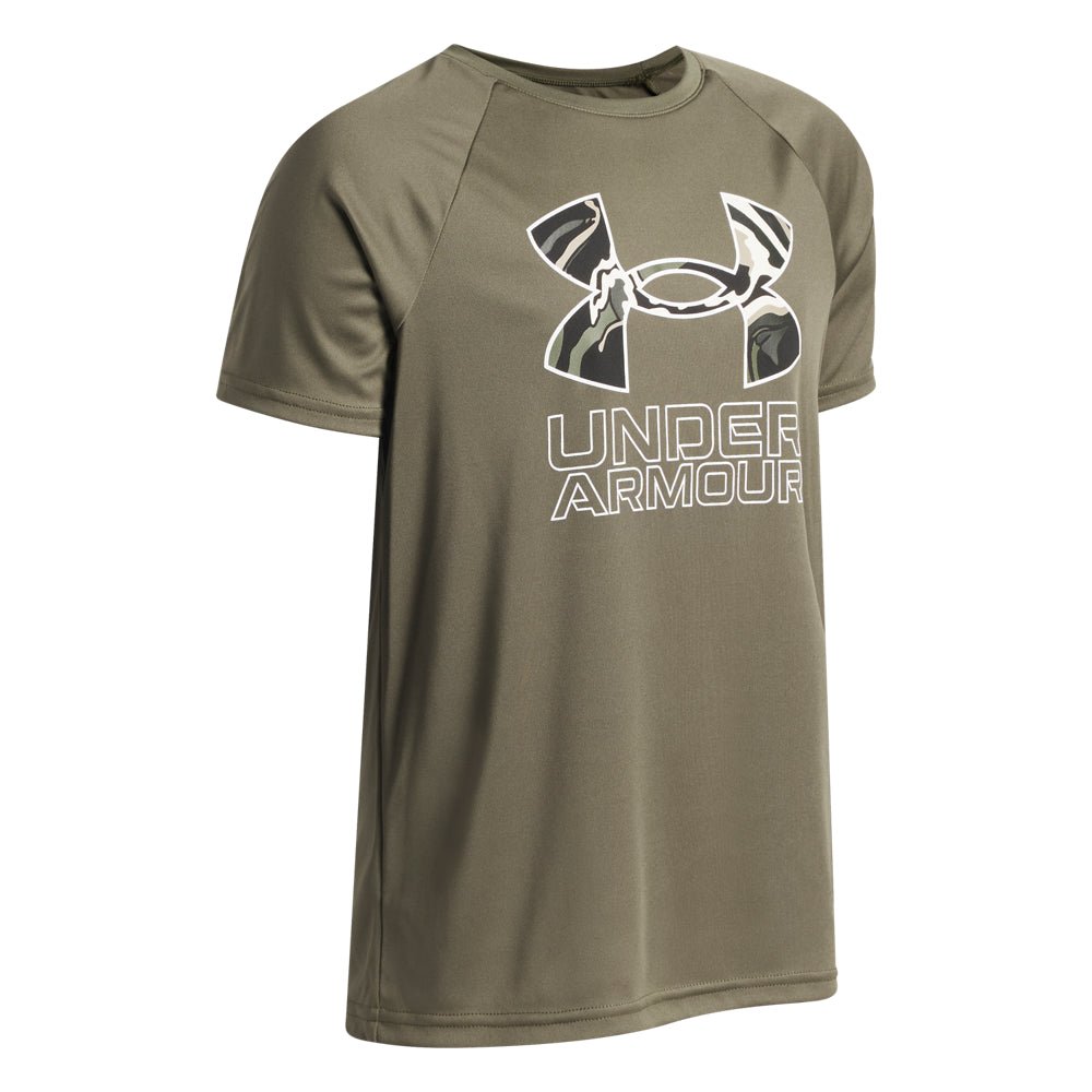 Under Armour Youth Boys Tech Hybrid Print SS T-Shirt - Marine Green