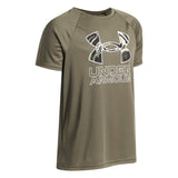 Under Armour Youth Boys Tech Hybrid Print SS T-Shirt - Marine Green