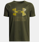 Under Armour Youth Boys Tech Hybrid Print SS T-Shirt - Expedition/Canteen
