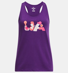 Under Armour Youth Girls Bubble Athletic Tank - Purple