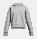 Under Armour Youth Girls Rival Fleece Crop Athletic Hoodie - Mod Grey