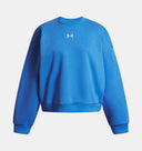 Under Armour Youth Girls Rival Fleece Oversized Crew - Blue Atlantis