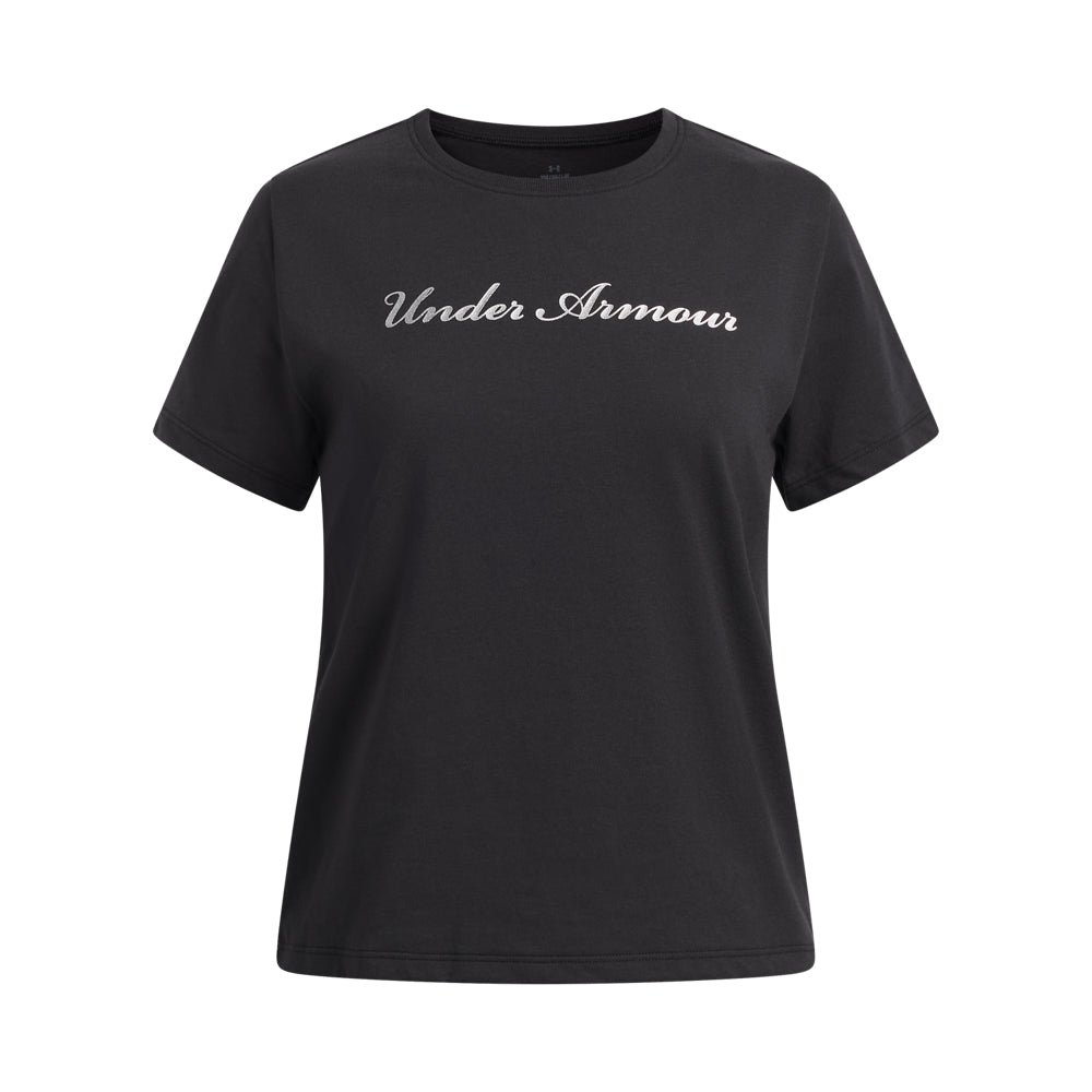 Under Armour Youth Girls Rival Shimmer SS T-Shirt - Black