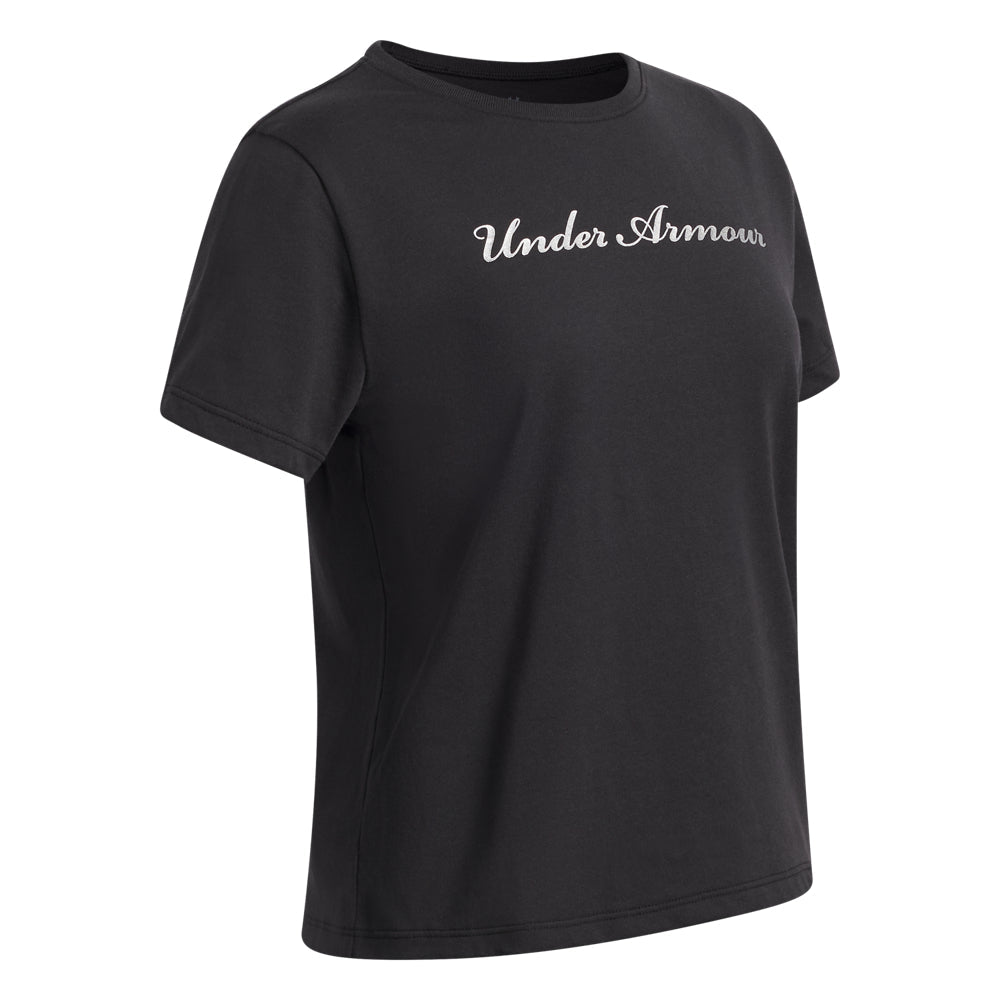 Under Armour Youth Girls Rival Shimmer SS T-Shirt - Black
