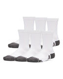 Under Armour Youth Performance Tech 6-Pack Crew Socks - White/Grey