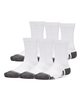 Under Armour Youth Performance Tech 6-Pack Crew Socks - White/Grey