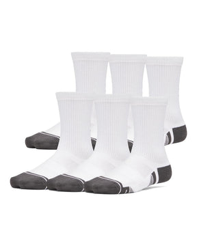 Under Armour Youth Performance Tech 6-Pack Crew Socks - White/Grey