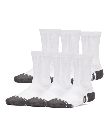 Under Armour Youth Performance Tech 6-Pack Crew Socks - White/Grey