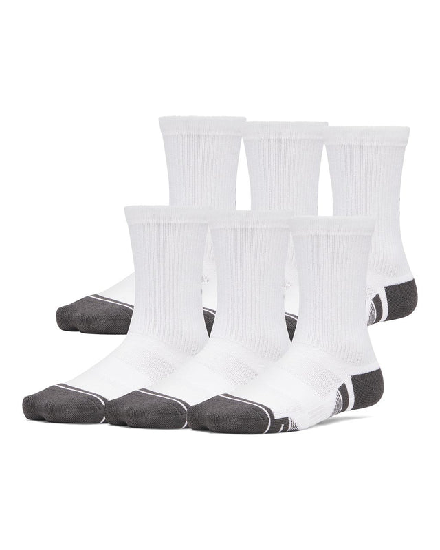Under Armour Youth Performance Tech 6-Pack Crew Socks - White/Grey