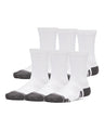 Under Armour Youth Performance Tech 6-Pack Crew Socks - White/Grey