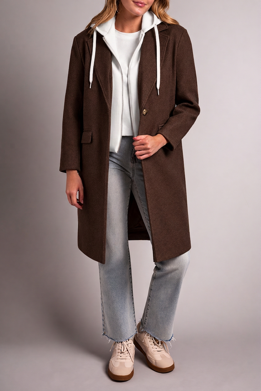 Tribal Women's Ultra-Soft Knit Coat With Removable Fooler Hoodie