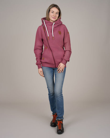 Wanakome Women's Athena Asymmetric Full Zip Hoodie - Burnt Berry