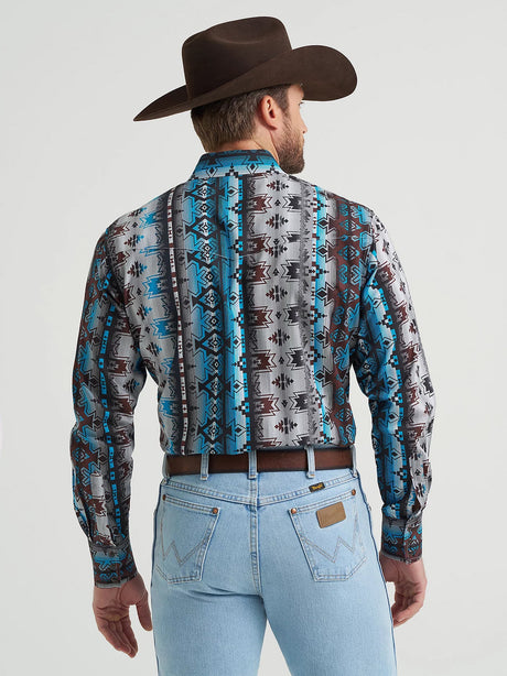 Wrangler Men's Checotah Western Long Sleeve Shirt - Grey Multi