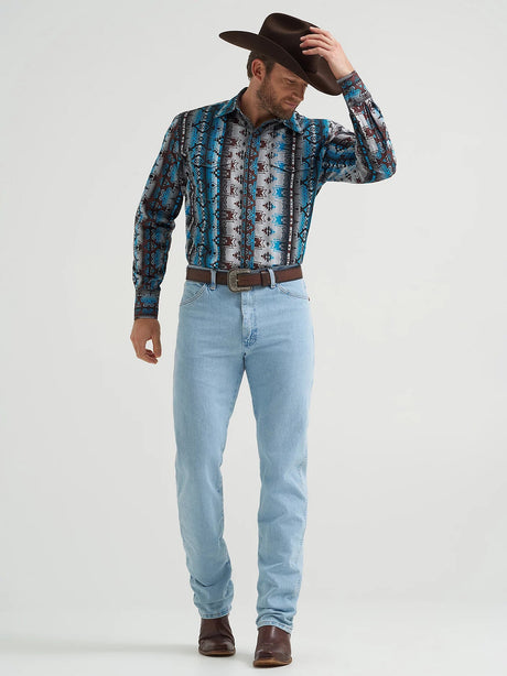 Wrangler Men's Checotah Western Long Sleeve Shirt - Grey Multi