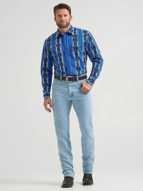 Wrangler Men's Checotah Western Long Sleeve Shirt - Blue Multi
